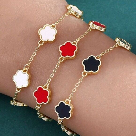 Five Leaf Clover Design Motif Bracelets - Set of 3 - Picture 1 of 2